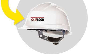 personnalisation logo sur casques de chantier